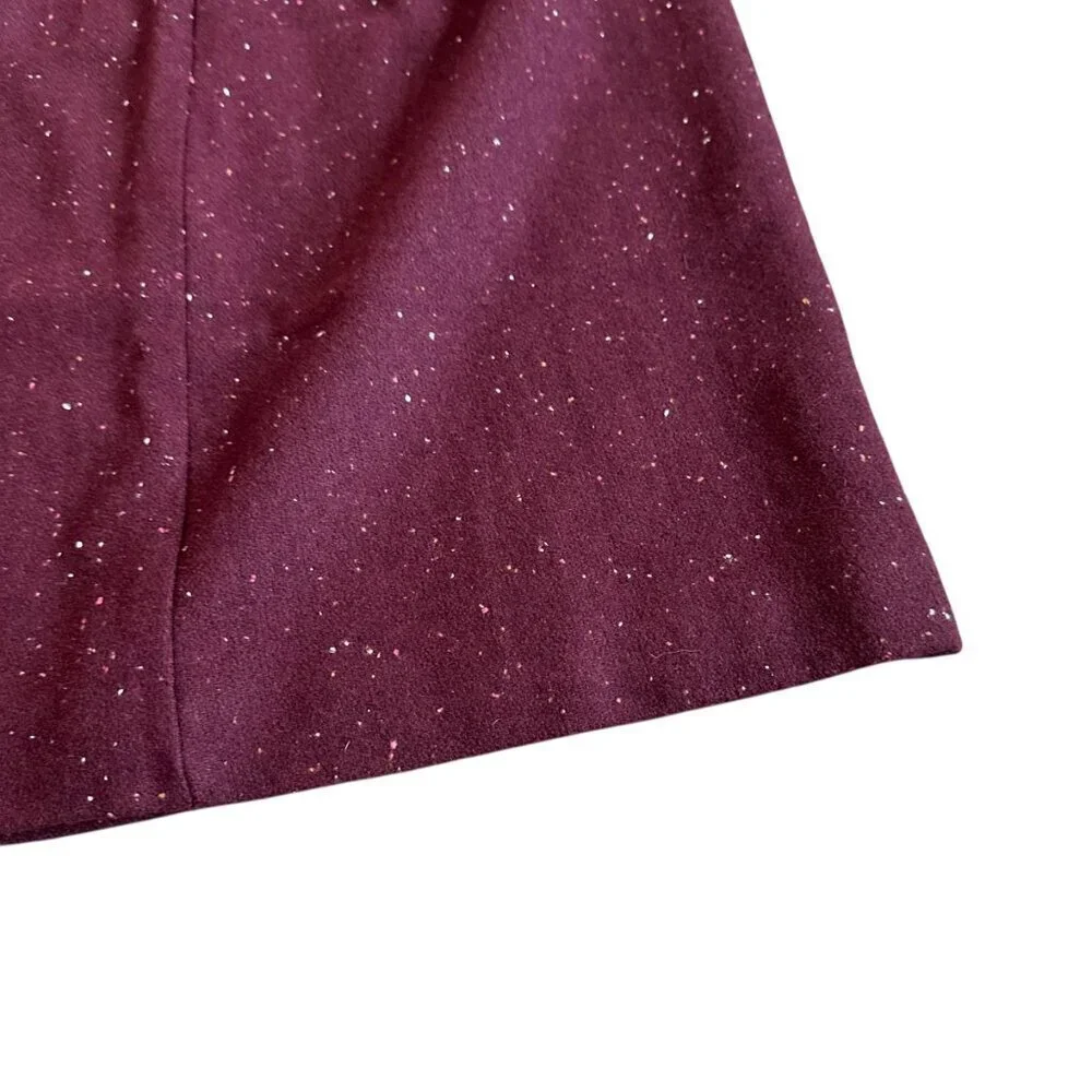 Banana Republic Burgundy Wool Blend Mini Skirt Faux Wrap Festive Fall Size 6 NWT